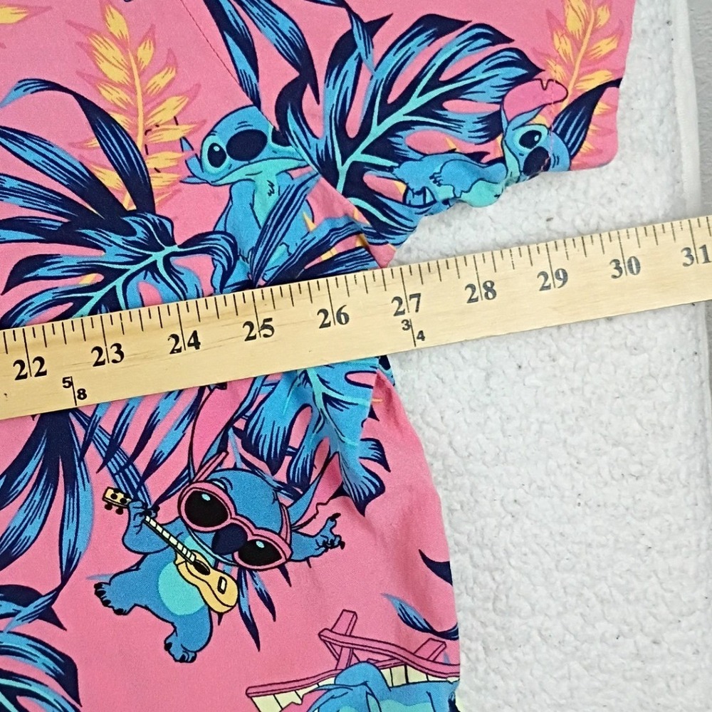 Disney Stitch Button Up Shirt Men 3XL Pink Tropical Lilo & Stitch Hawaiian Rayon - Picture 8 of 10